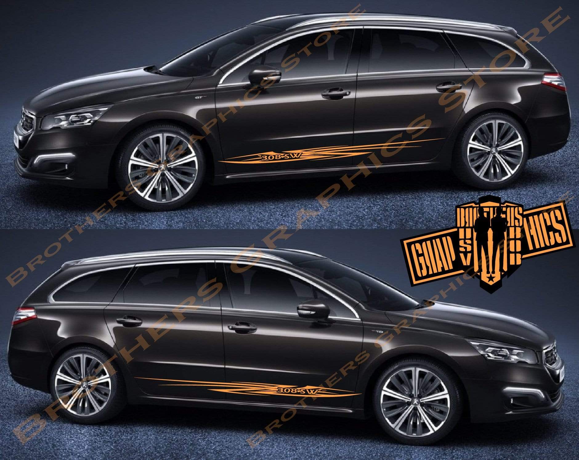 Graphics Decal Stickers Car Racing Vinyl Decal Sticker for Peugeot 308 SW - Brothers-Graphics