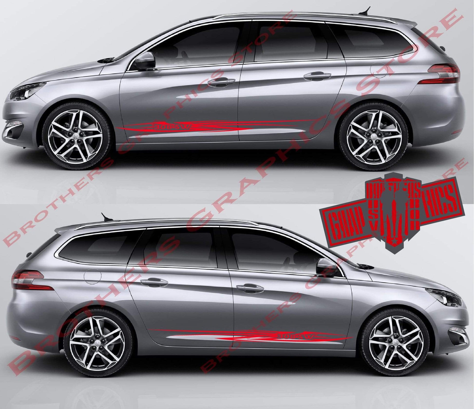 Graphics Decal Stickers Car Racing Vinyl Decal Sticker for Peugeot 308 SW - Brothers-Graphics