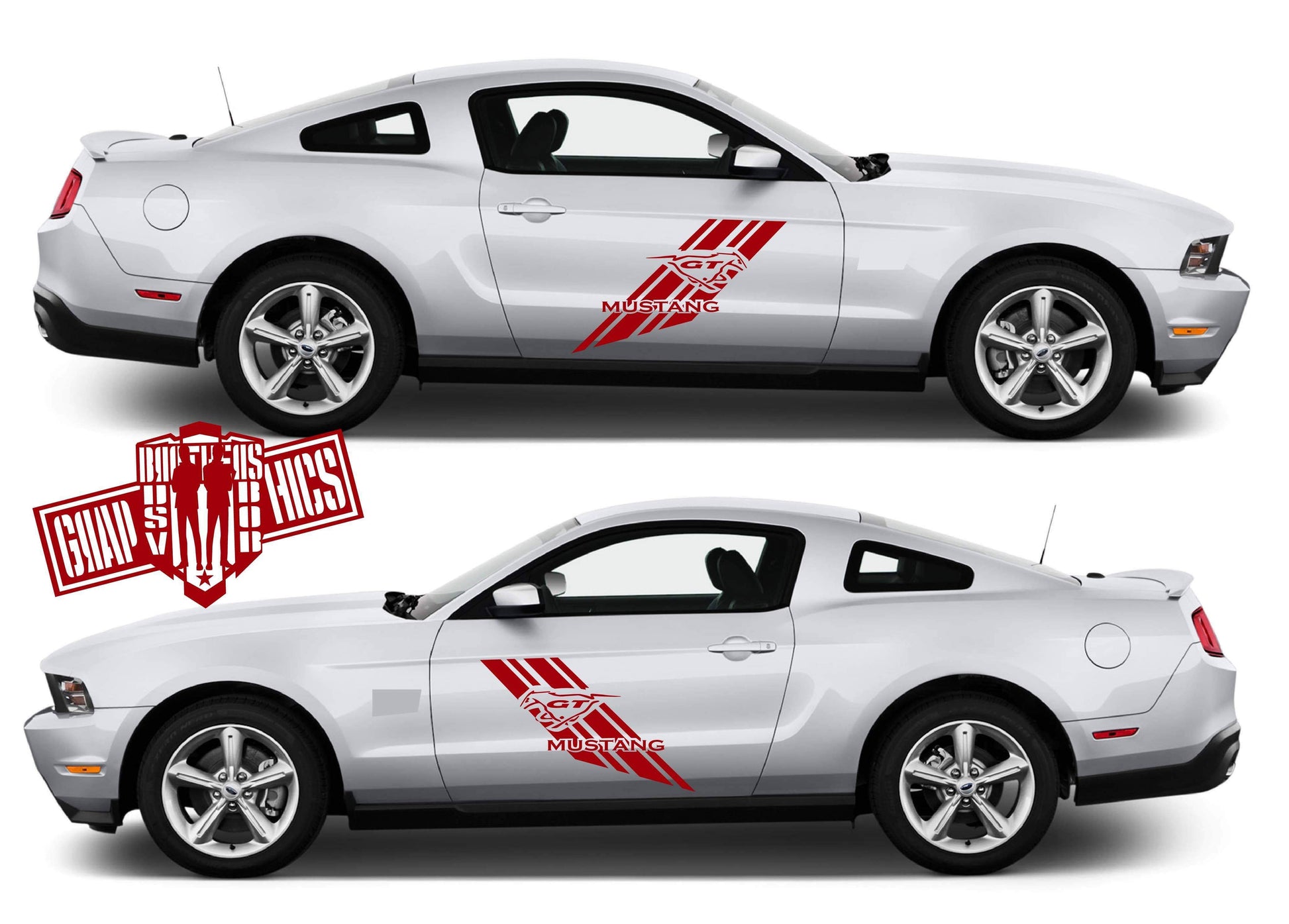 Graphics Racing Line Sticker Car Side Vinyl Stripe For Ford MUSTANG - Brothers-Graphics