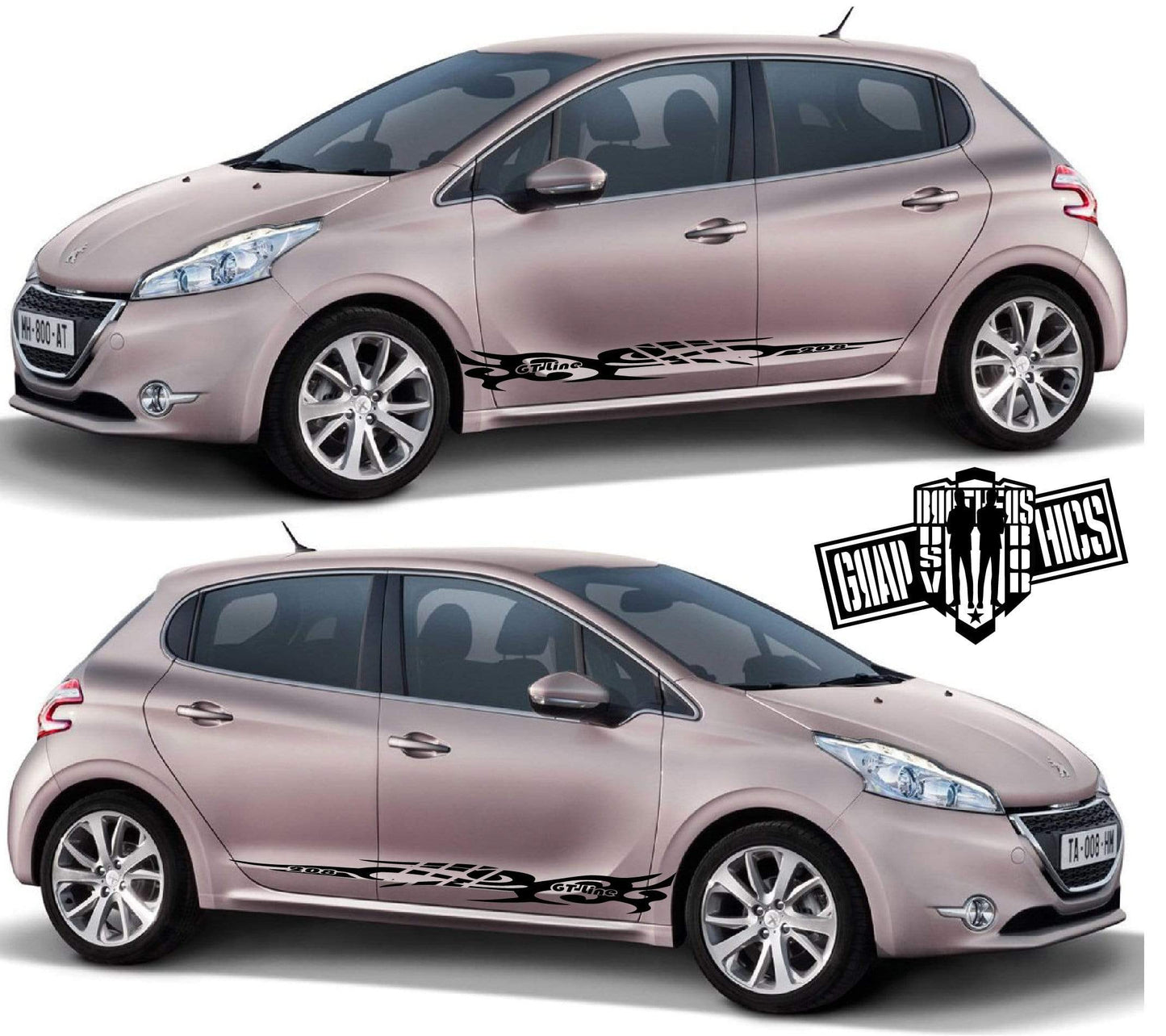 Graphics Racing Line Sticker Car Side VINYL Stripe For Peugeot 208 - Brothers-Graphics