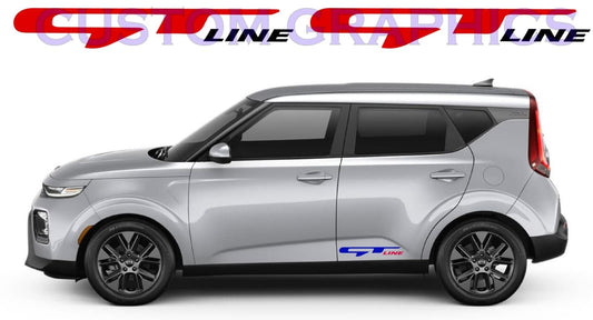 Vinyl Graphics GT Line Design Decal Sticker Vinyl Side Racing Stripes Compatible with Kia Soul