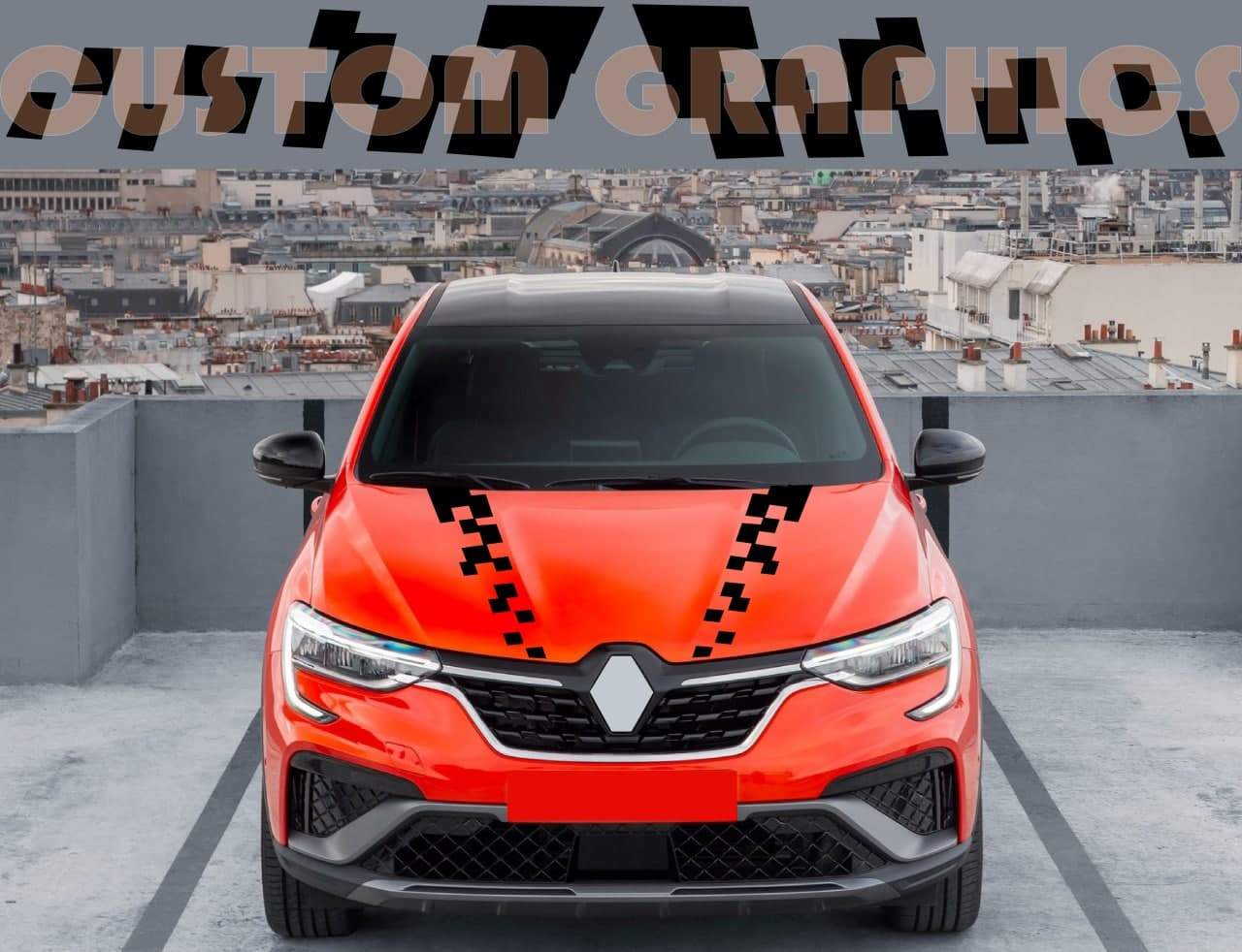 Vinyl Graphics Hood Block Design Graphic Racing Stripes Compatible with Renault Arkana