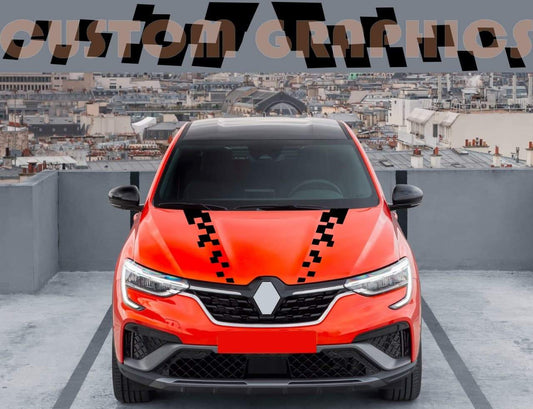 Vinyl Graphics Hood Block Design Graphic Racing Stripes Compatible with Renault Arkana