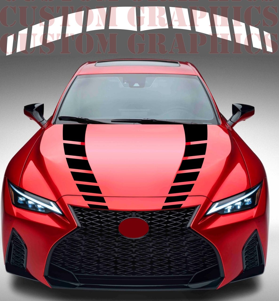 Vinyl Graphics Hood Block Line Design Stickers Compatible with Lexus IS500