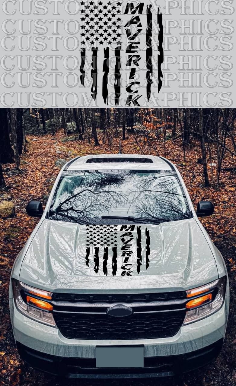 Vinyl Graphics Hood USA Flag Design Stickers Universal Decals Vinyl Graphics Compatible With Ford Maverick