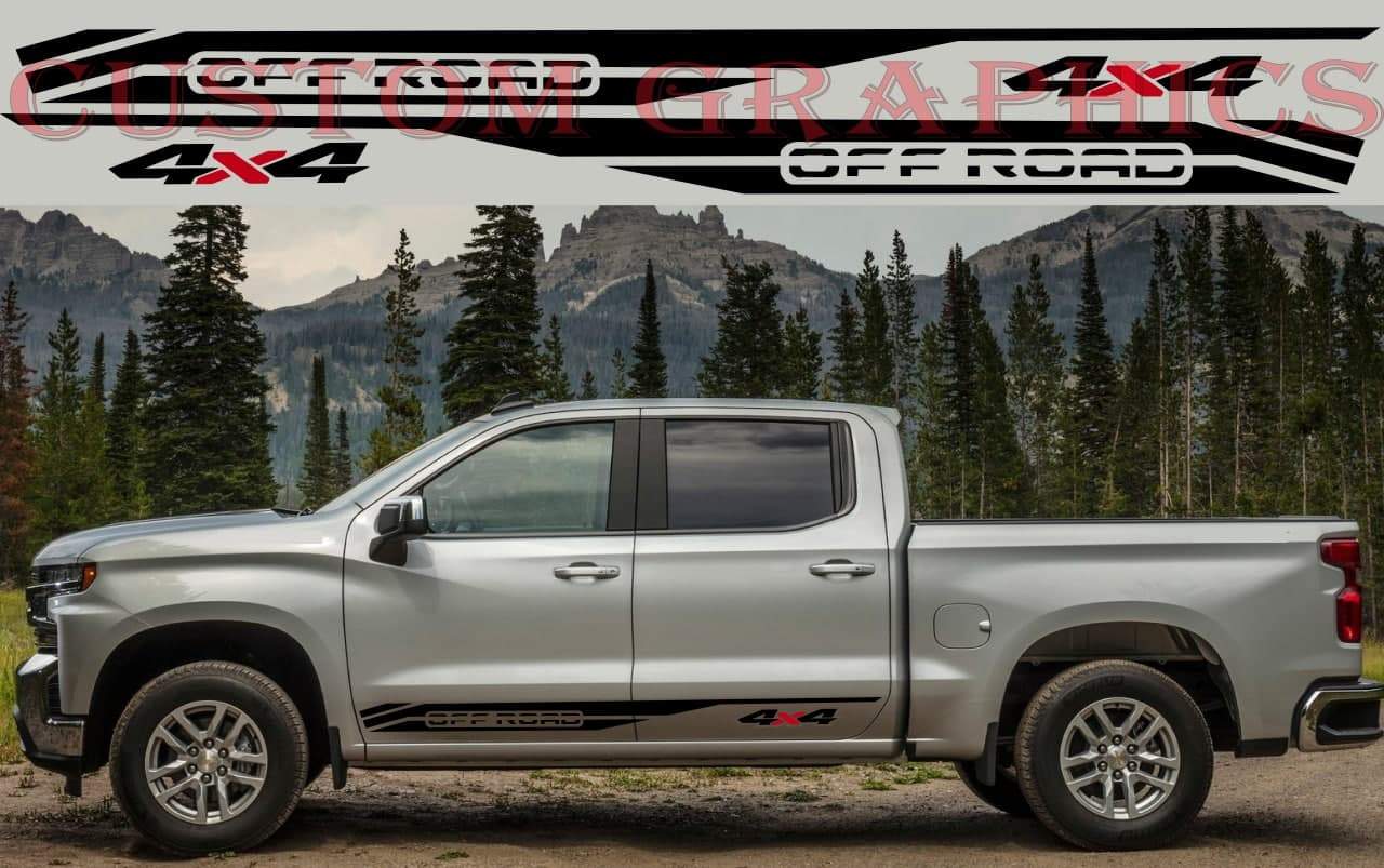 Vinyl Graphics Line Graphic 4x Stickers Car Vinyl Stripes Compatible with Chevrolet Silverado