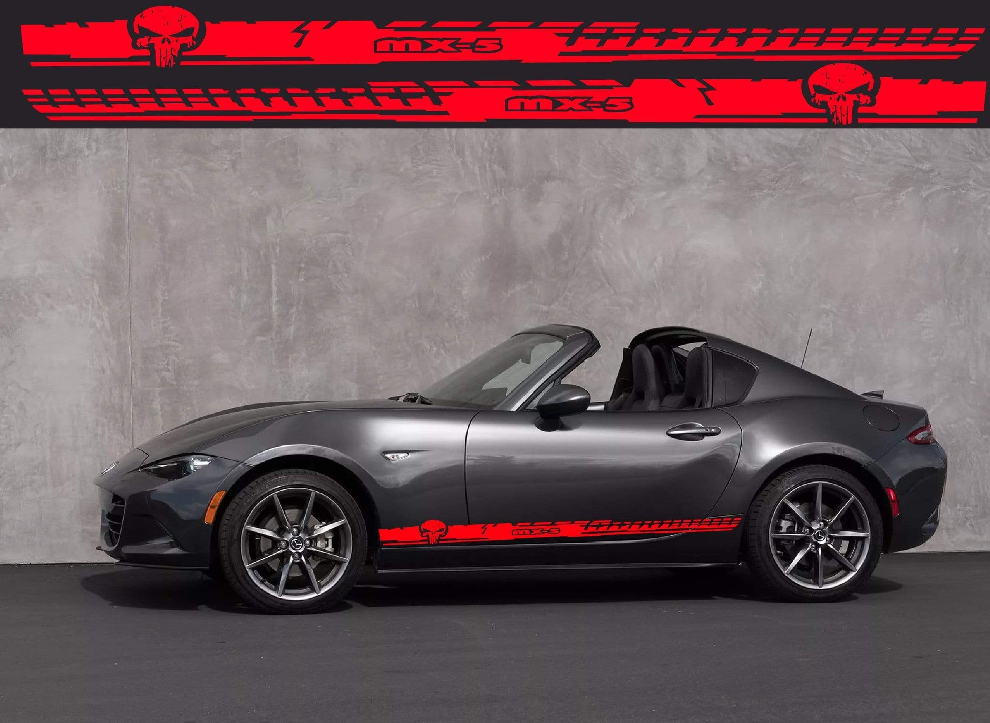 Premium Quality Stickers Compatible With Mazda MX-5 Miata Skull Line Design