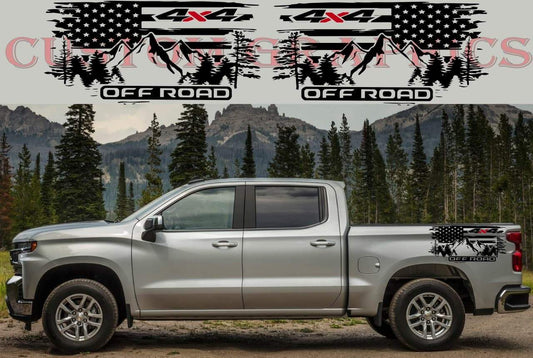 Vinyl Graphics Mountain 4x4 Graphic 4x Stickers Car Vinyl Stripes Compatible with Chevrolet Silverado
