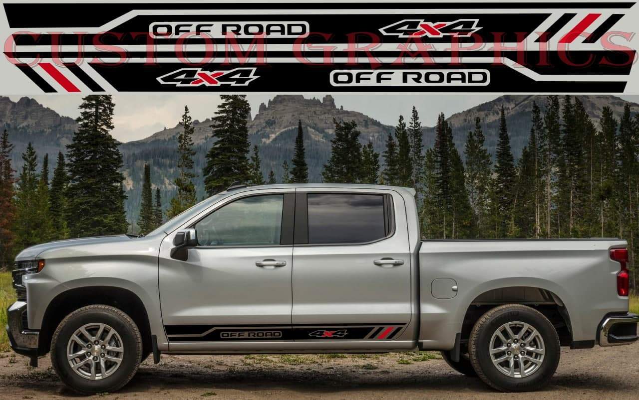 Vinyl Graphics New Line Graphic 4x Stickers Car Vinyl Stripes Compatible with Chevrolet Silverado