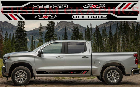 Vinyl Graphics New Line Graphic 4x Stickers Car Vinyl Stripes Compatible with Chevrolet Silverado