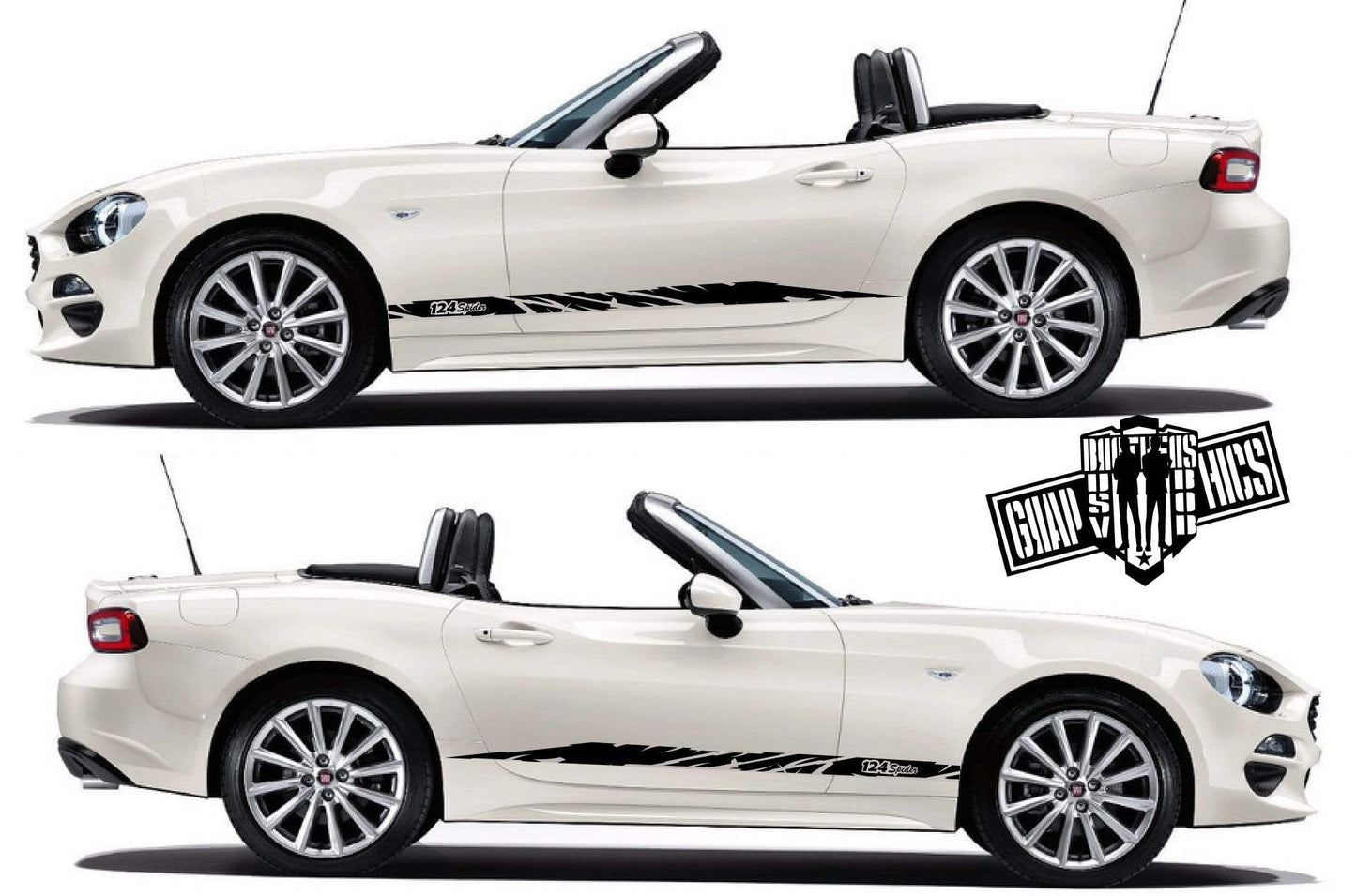 Pair decals Vinyl Stickers For Fiat Spider 124 stickers - Brothers-Graphics
