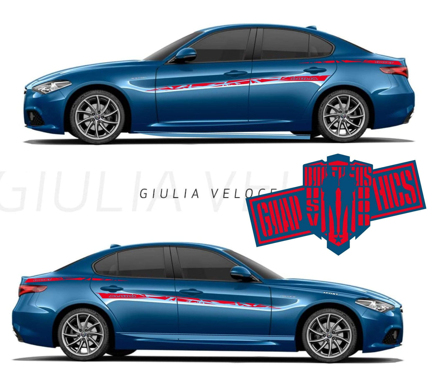 Pair Stripes for Alfa Romeo Giulia - Brothers-Graphics