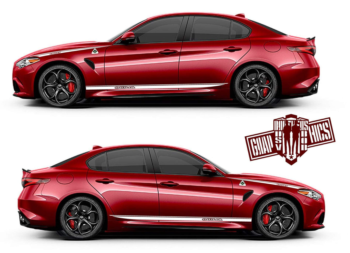 Racing Stripes Stickers For Alfa Romeo Giulia - Brothers-Graphics