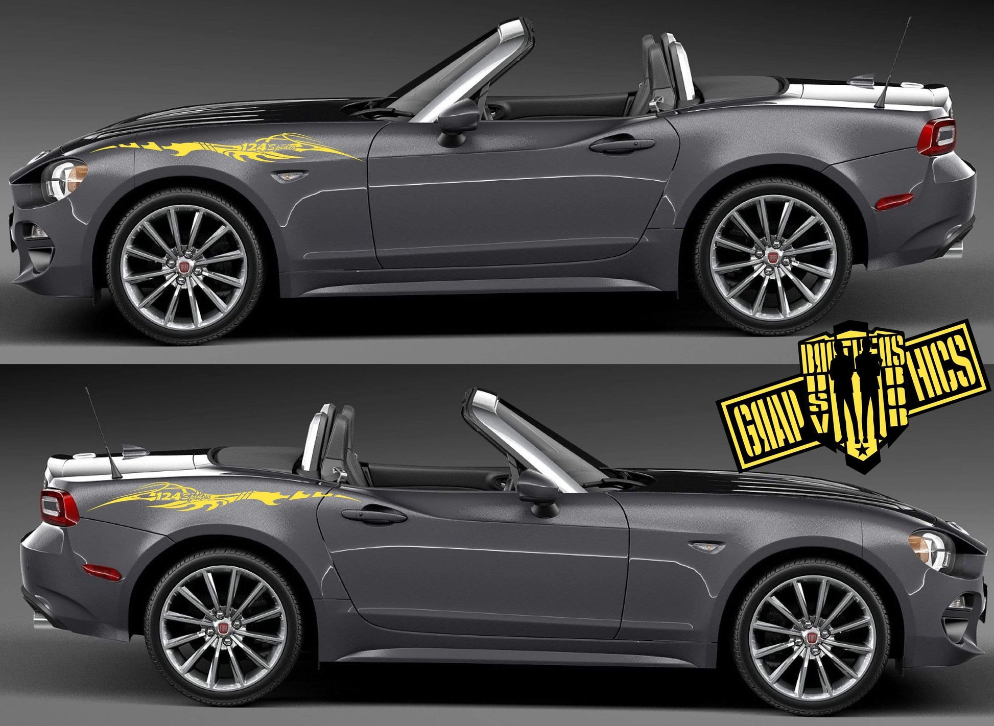 Side Door Vinyl Decal Stripes Kit Graphics Custom for Fiat Spider 124 - Brothers-Graphics