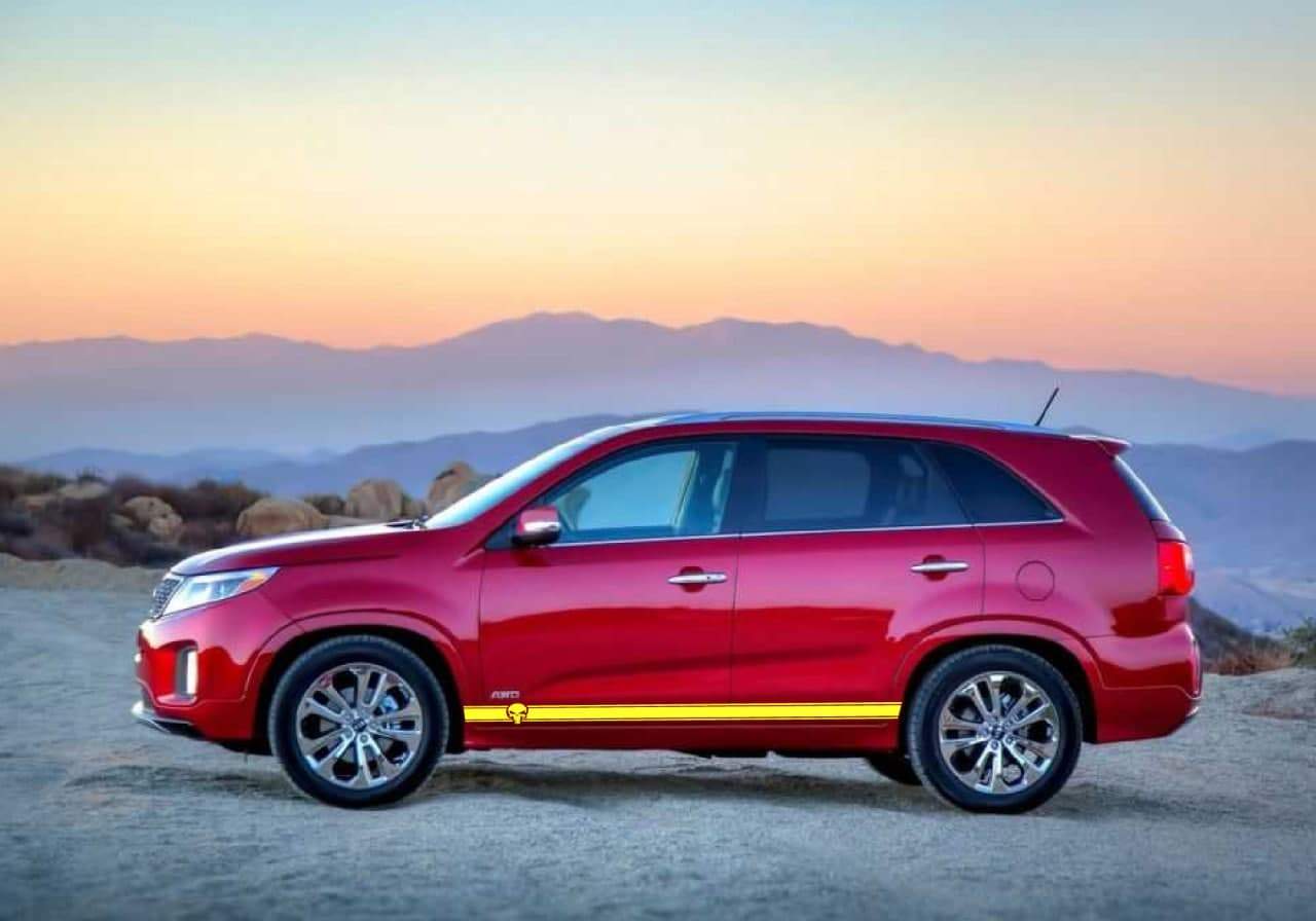 Vinyl Graphics Skull Design Decal Sticker Vinyl Side Racing Stripes Compatible with Kia Sorento