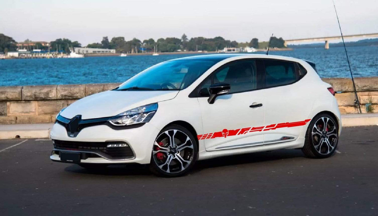 Autocollants graphiques Skull Gift renault Bandes de course pour Renault Clio autocollants voiture renault clio