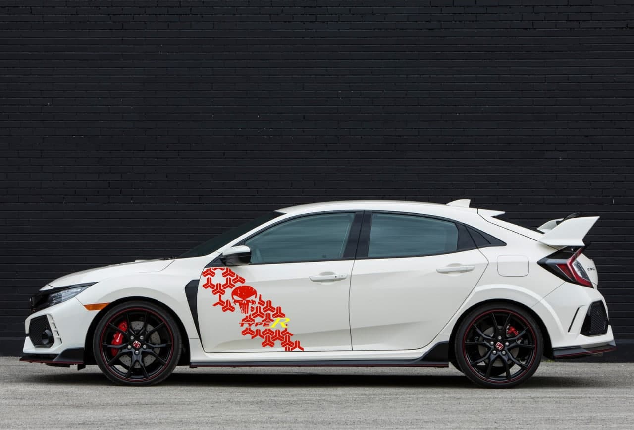 Vinyl Graphics Skull Graphic Line Stickers Compatible With Honda Civic, All Models Size