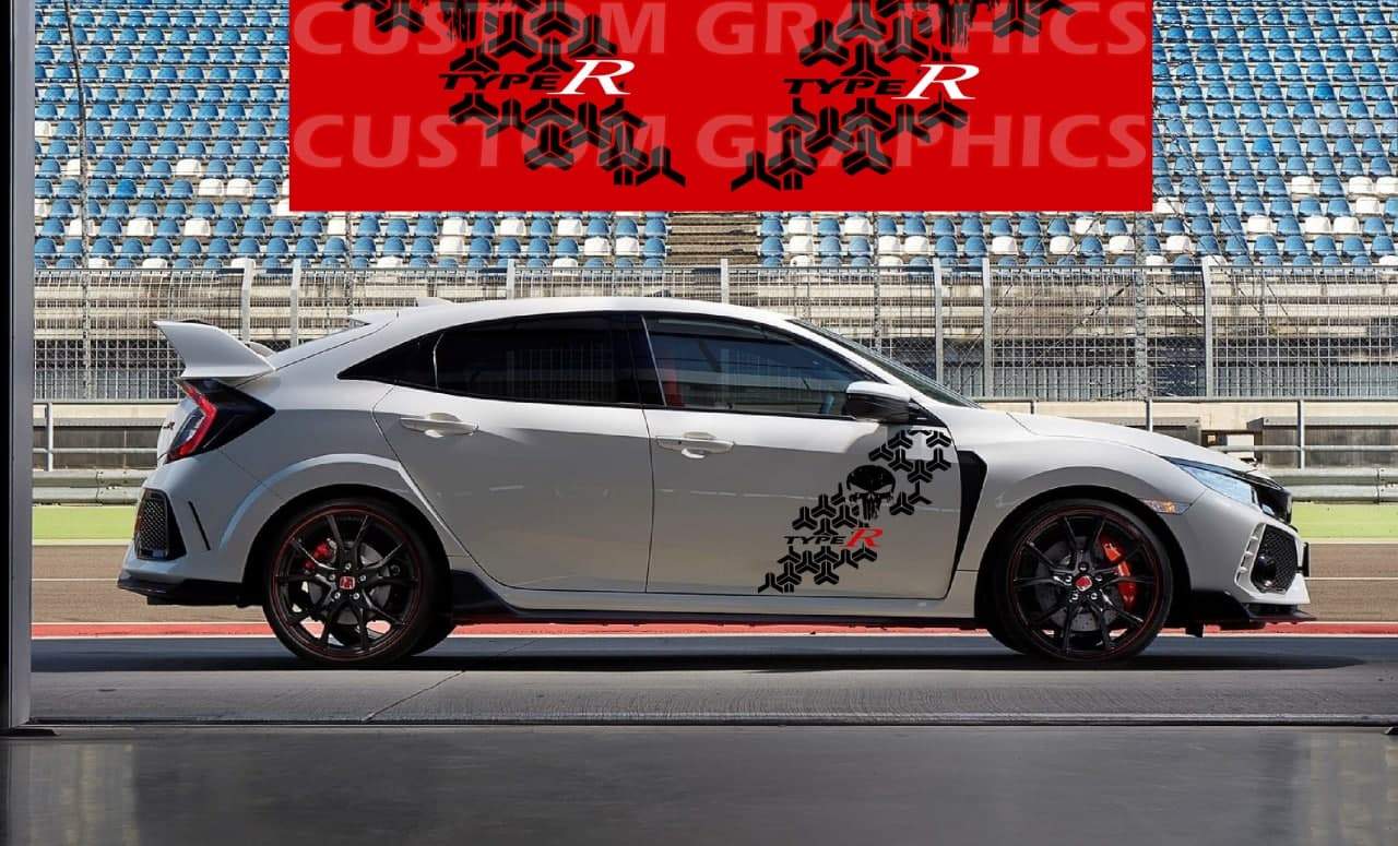 Vinyl Graphics Skull Graphic Line Stickers Compatible With Honda Civic, All Models Size