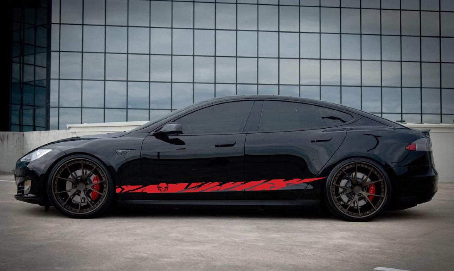 Premium Stickers Compatible with Tesla 3 | Tesla X Stickers | Tesla Y Stickers Tesla S Skull Design