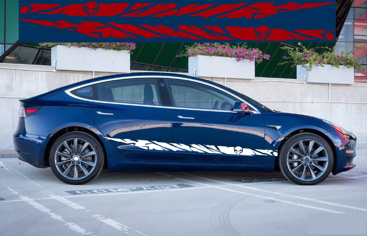 Premium Stickers Compatible with Tesla 3 | Tesla X Stickers | Tesla Y Stickers Tesla S Skull Design