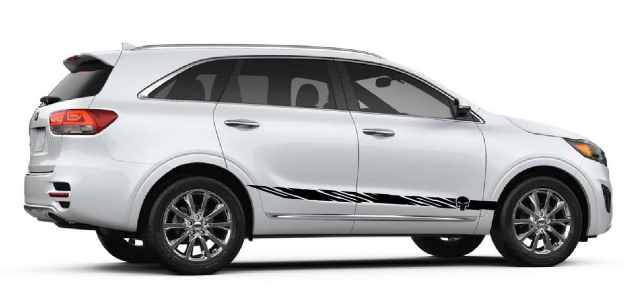 Vinyl Graphics Skull Line design Decal Sticker Vinyl Side Racing Stripes Compatible with Kia Sorento