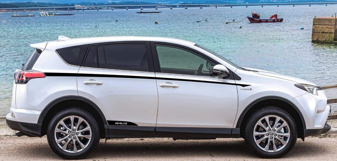 Vinyl Graphics Special Design 4x Decals Stickers Vinyl Side Racing Stripes Compatible with Toyota Rav4