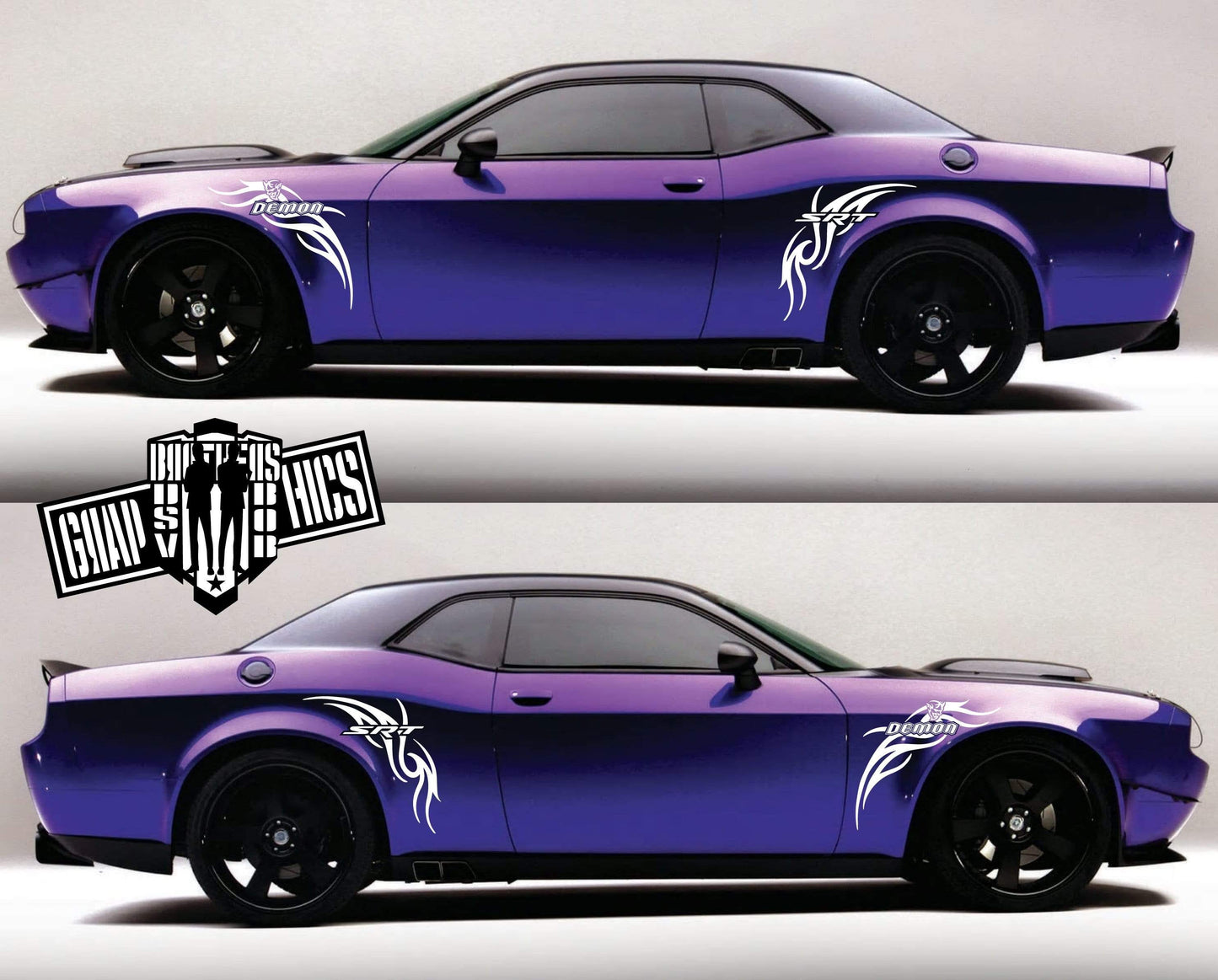 Sport Sticker Decal Side Door Stripes for Dodge Challenger SRT - Brothers-Graphics