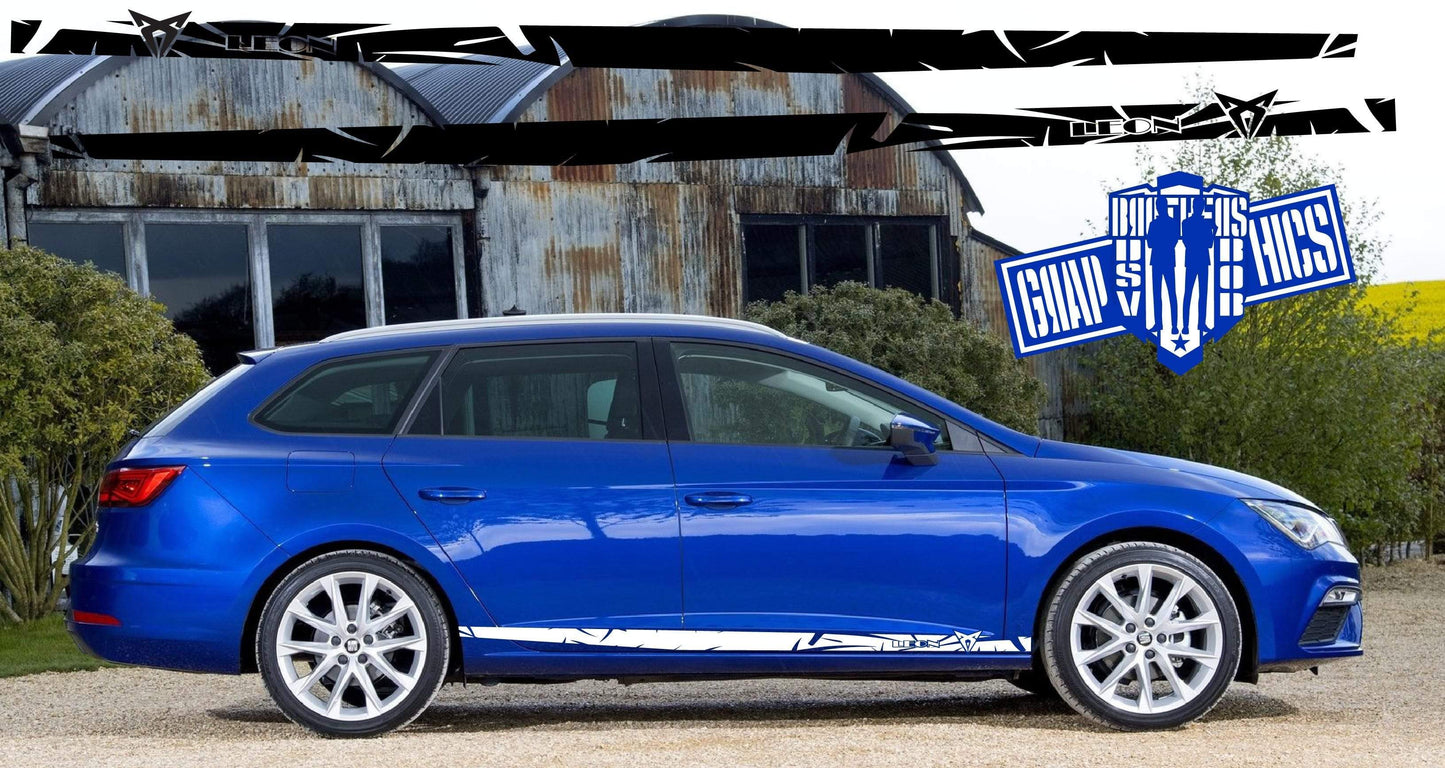 Sticker Decal Stripes Vinyl Side Door Stripes for Seat Leon - Brothers-Graphics