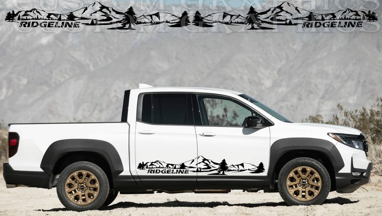 Vinyl Graphics Stickers Compatible With Honda Ridgeline Mountain Line Design Vinyl Decal
