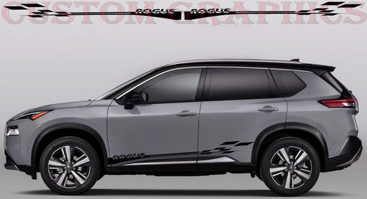 Vinyl Graphics Stickers Compatible with Nissan Rogue Side door Decal Vinyl Finish Line Design
