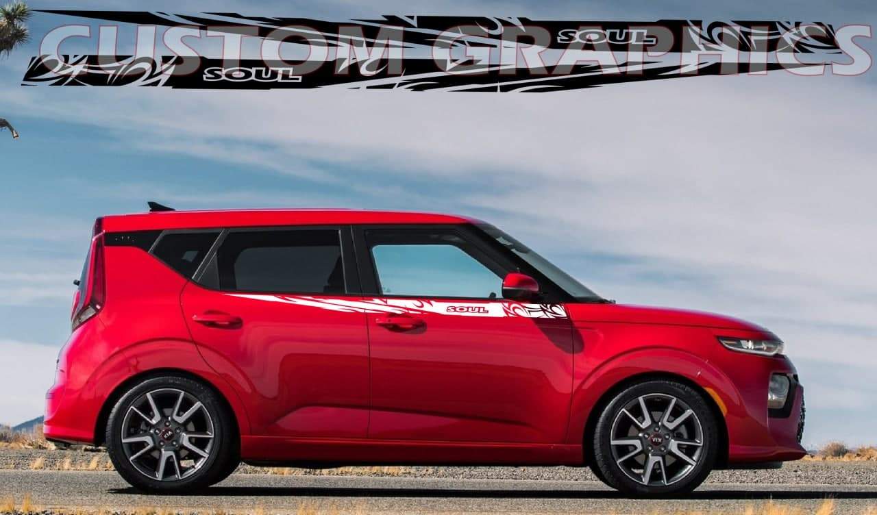 Vinyl Graphics Unique Design Decal Sticker Vinyl Side Racing Stripes Compatible with Kia Soul
