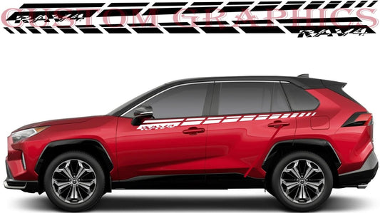 Vinyl Graphics Up Line Design Decals Stickers Racing Stripes Compatible with Toyota Rav4