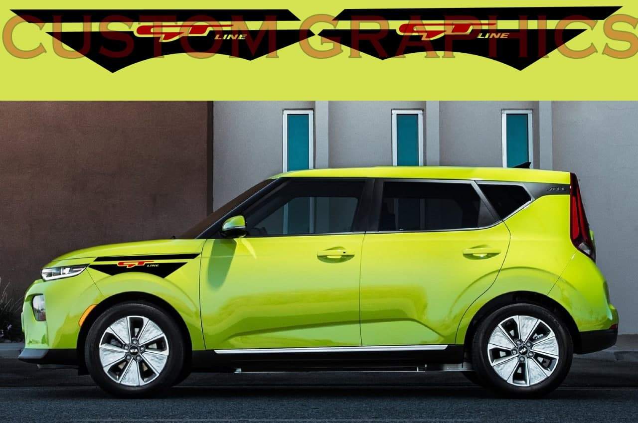 Vinyl Graphics Up Style Design Decal Sticker Vinyl Side Racing Stripes Compatible with Kia Soul