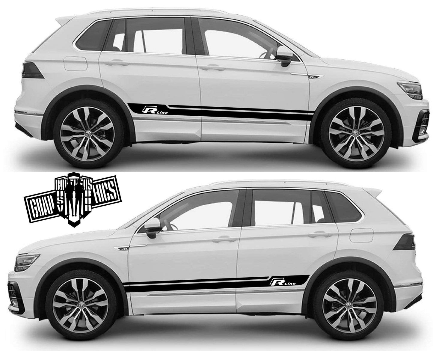 Premium Vinyl Graphics Racing Stripes Stickers Decals For VW Tiguan