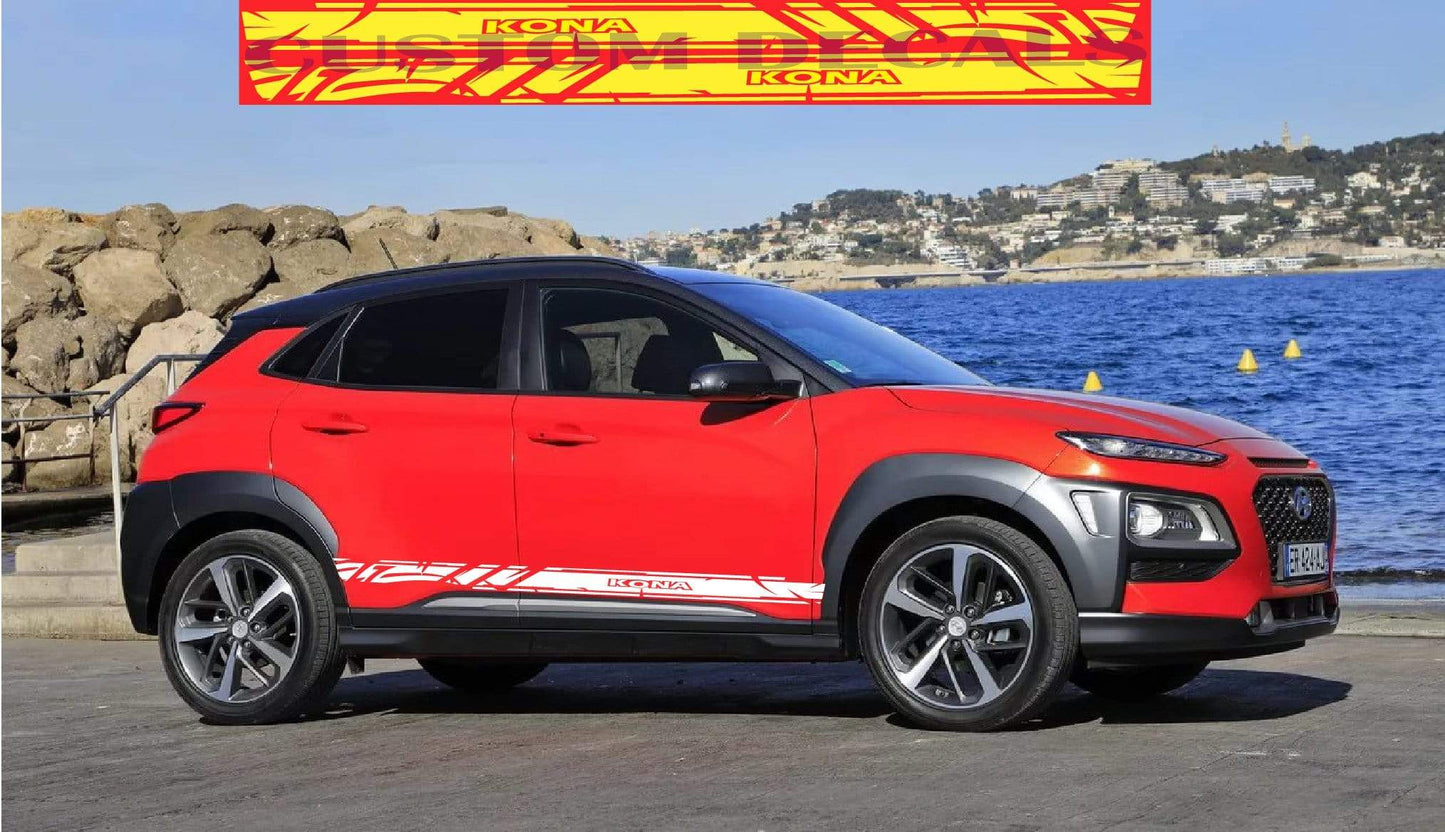 Premium Vinyl Sticker Compatible with Hyundai Kona Door Style Unique Line design