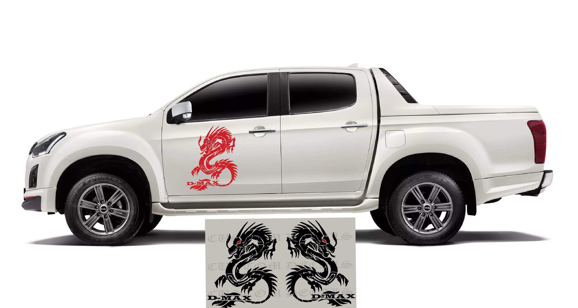 Premium Vinyl Stickers Compatible With Isuzu D-Max Dragon design Decorative car decals