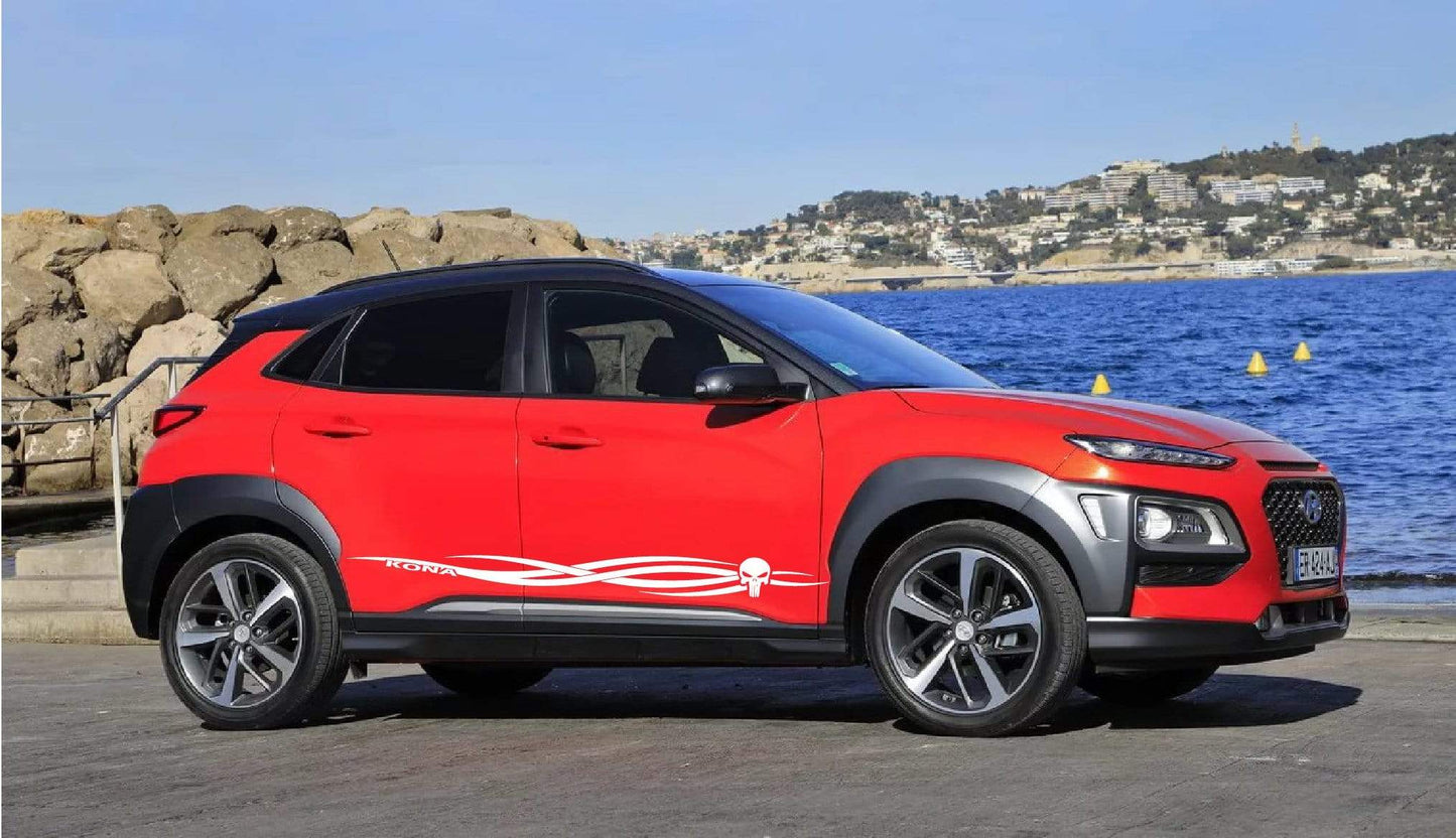 Premium Vinyl Sticker Compatible with Hyundai Kona New Tribal Skull design
