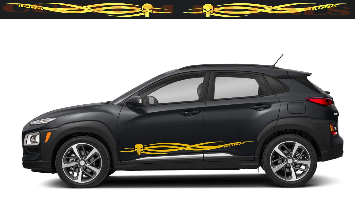 Premium Vinyl Sticker Compatible with Hyundai Kona New Tribal Skull design