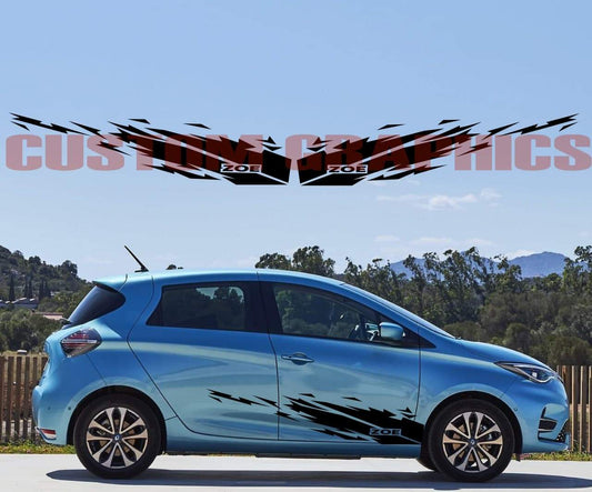 Vinyl Graphics Waves Design Stickers Decals Stripes Compatible with Renault Zoe