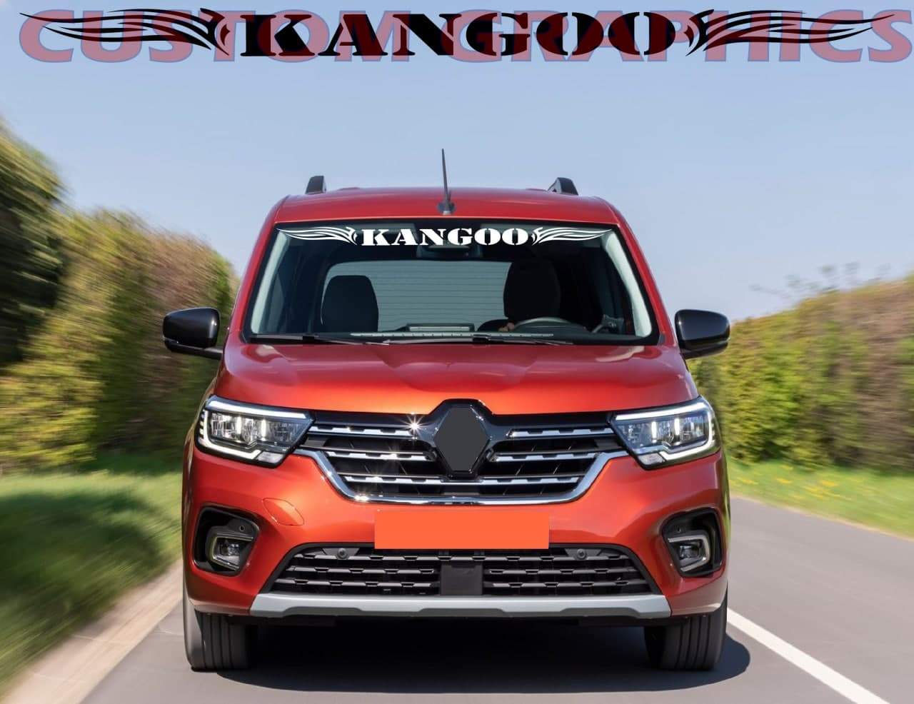 Vinyl Graphics Windshield Design Graphic Racing Stripes Compatible with Renault Kangoo